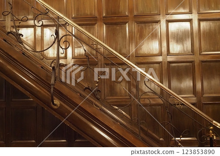 Decoration of the stairs inside a historical building 123853890