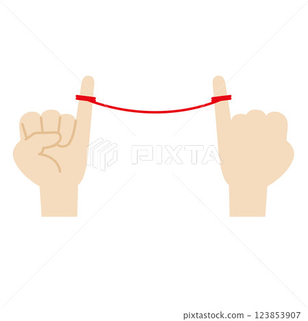 Illustration of fingers tied with red thread Illustration of fingers tied with red thread 123853907