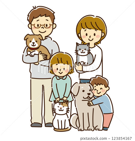 young family and pets 123854167