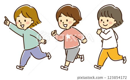 孩子們指著和跑 123854172