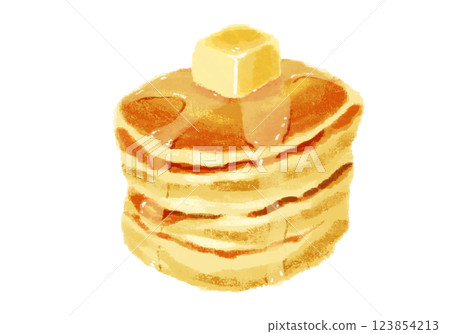 Pancakes painted in watercolor 123854213