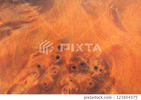 A macro photo of a burgundy-colored wooden background. Stabilized wood 123854375