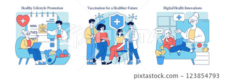 World Health Day celebration highlights healthy lifestyle promotion, vaccination for a healthier future, and digital health innovations. These themes emphasize the importance of wellness and World Health Day celebration highlights healthy lifestyle promotion, vaccination for a healthier future, and digital health innovations. These themes emphasize the importance of wellness and 123854793