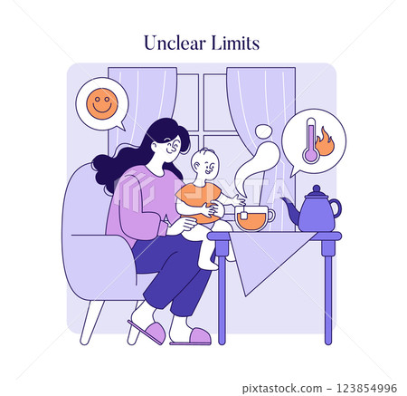 Permissive parenting style focuses on nurturing and promoting emotional connection, often leading to unclear limits. This illustration emphasizes the relaxed approach to parenting through playful Permissive parenting style focuses on nurturing and promoting emotional connection, often leading to unclear limits. This illustration emphasizes the relaxed approach to parenting through playful 123854996