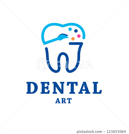 Logo Design for Dentist with Brush and Palette drawing tools Watercolor Logo design Illustration 123855064
