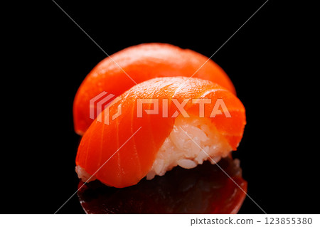 Salmon sushi beautifully arranged Salmon sushi beautifully arranged 123855380