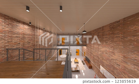 Brick wall meeting room 123855619