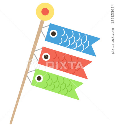 色彩鮮豔的鯉魚旗插圖,給人一種溫暖友善的感覺 色彩鮮豔的鯉魚旗插圖,給人一種溫暖友善的感覺 123855654