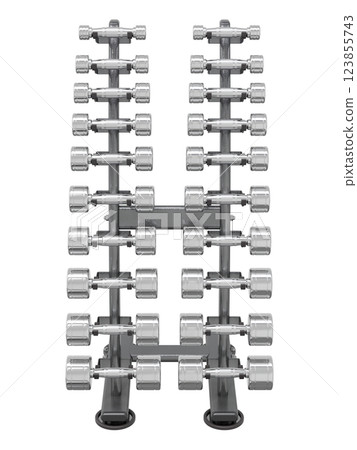 Gym Dumbbell rack, a stand for weightlifting gym equipment Gym Dumbbell rack, a stand for weightlifting gym equipment 123855743