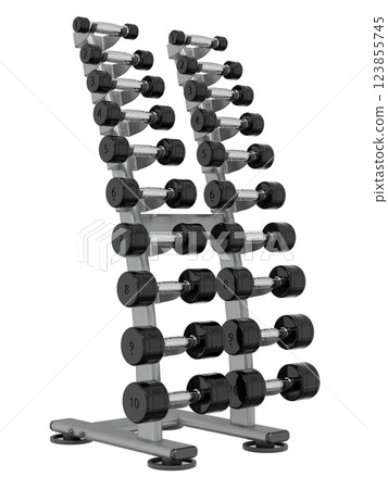 Gym Dumbbell rack, a stand for weightlifting gym equipment Gym Dumbbell rack, a stand for weightlifting gym equipment 123855745