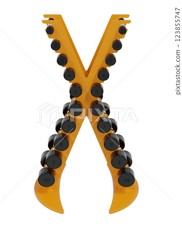 Gym Dumbbell rack in X shape, a stand for weightlifting gym equipment 123855747