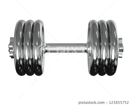 Cast Iron Chrome Adjustable Dumbbell, weightlifting gym equipment, side view 123855752