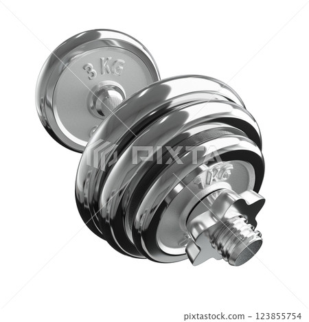 Cast Iron Chrome Adjustable Dumbbell, weightlifting gym equipment, side view 123855754
