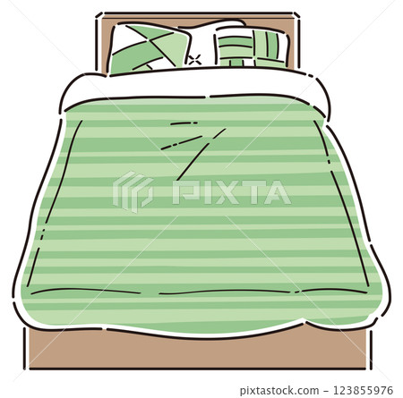 Simple bed illustration line drawing Simple bed illustration line drawing 123855976