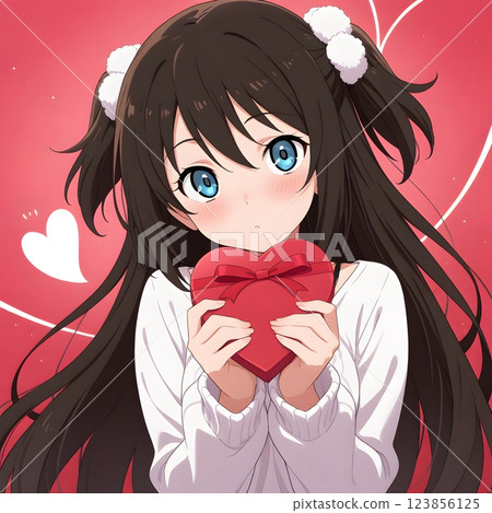 Woman giving a present, gift, confession, Valentine's Day, Christmas, heart 123856125