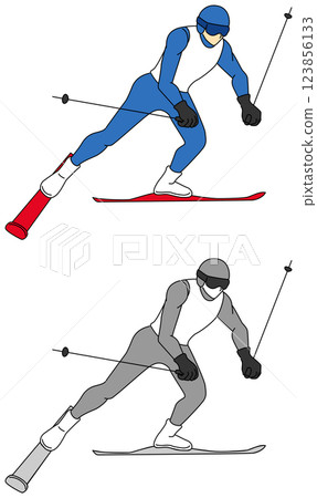 Skiing, cross country competition athletes illustration set 123856133
