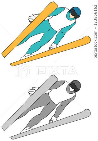 跳台滑雪運動員插圖集 123856162