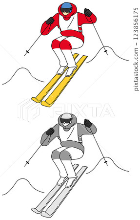 滑雪和滑雪板運動員插圖集 123856175