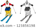 Illustration set of para-athletes in skiing and cross-country competitions 123856198