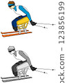 Illustration set of para-athletes in skiing and cross-country competitions 123856199