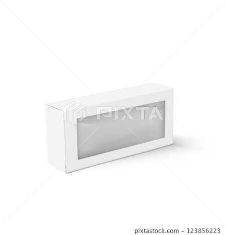 White Product Packaging Box with Transparent Window Vector 123856223