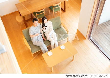 A couple on a relaxing holiday 123856524