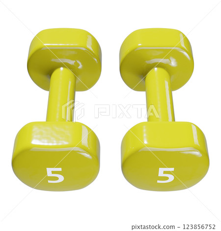 Round vinyl rubber Dumbbells, weightlifting gym equipment side view 123856752