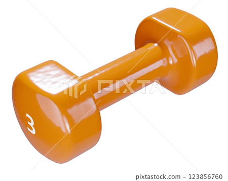 Round vinyl rubber Dumbbell, weightlifting gym equipment side view 123856760