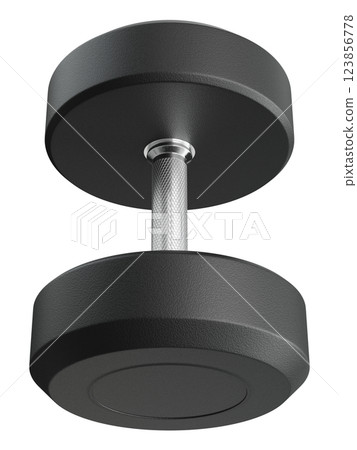 Blank Round Rubber Dumbbell, weightlifting gym equipment top view 123856778