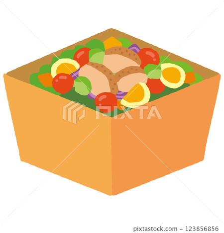 紙質容器中沙拉的插圖 123856856