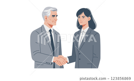Two business people shaking hands: a senior man and a young woman Two business people shaking hands: a senior man and a young woman 123856869