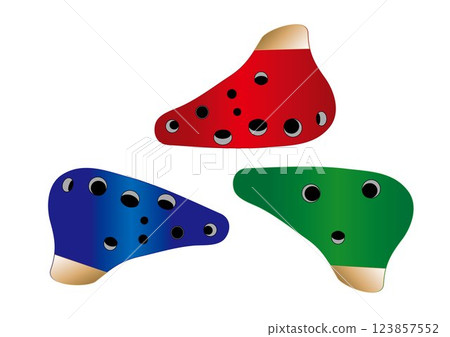 彩色陶笛插畫 123857552