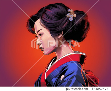 Angry woman in kimono illustration 123857575