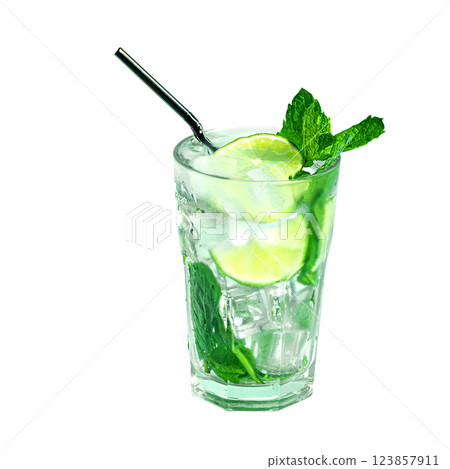 Mojito summer cocktail drink isolated Mojito summer cocktail drink isolated 123857911