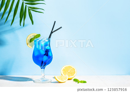 Blue Lagoon summer cocktail with mint and lemon Blue Lagoon summer cocktail with mint and lemon 123857916