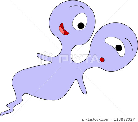 Hand drawn ghost character illustration. 123858027