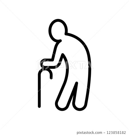 拄著拐杖的人的圖示。 123858182