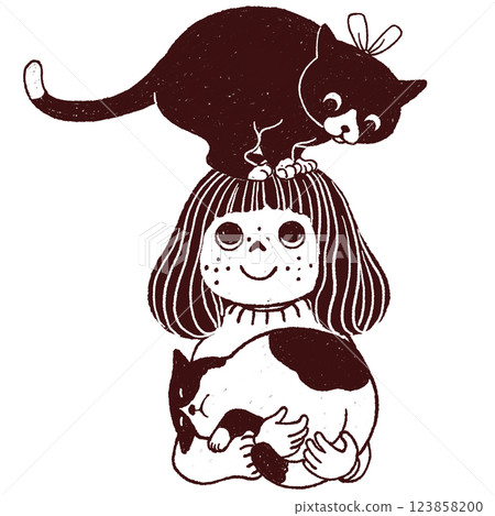 Girl with two cats 123858200