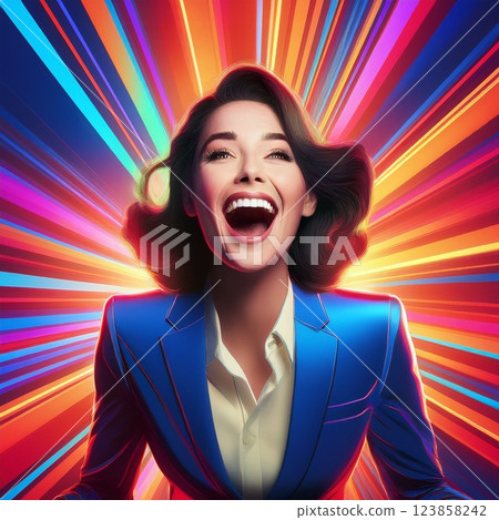 笑的商界女性插畫 123858242