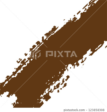 Abstract Brown Paint Brush Stroke on White Square Background 123858308