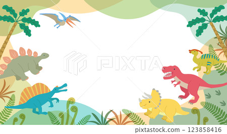 可愛恐龍框架水平 123858416
