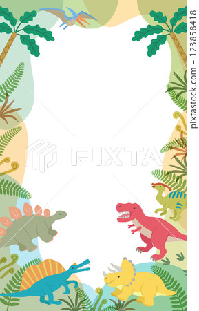 可愛的恐龍框架垂直 123858418