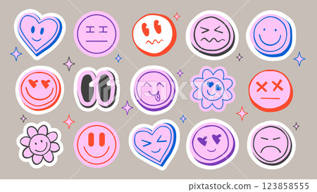 Playful emoticon face sticker pack 123858555