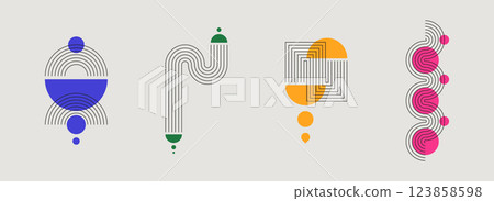 Abstract geometric mid century shapes collection 123858598