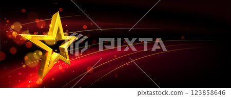 Gold 3d star on dark background Gold 3d star on dark background 123858646