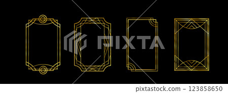 Great Gatsby deco frame - gold geometric borders Great Gatsby deco frame - gold geometric borders 123858650