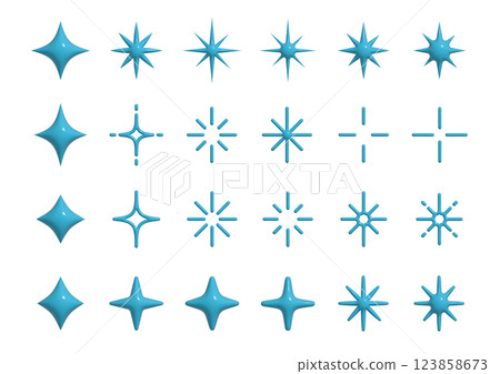 A set of plump, sparkling marks, light, icon, light blue 123858673