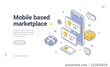 Mobile based marketplace web banner template for online shopping platforms 123858834