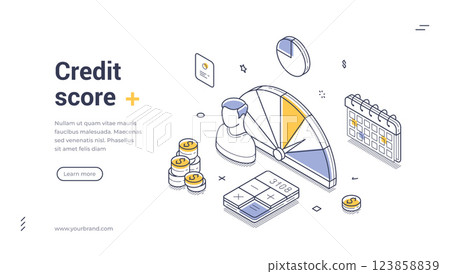 Web banner template illustrates essential aspects of credit scoring 123858839
