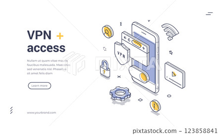 Secure VPN access template for online protection and privacy needs 123858841